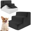 3 Step Dog Pet Stairs Ramp Ladder Training Non-Slip High Density Soft Foam Removable for High Bed or Couch Pet Supplies