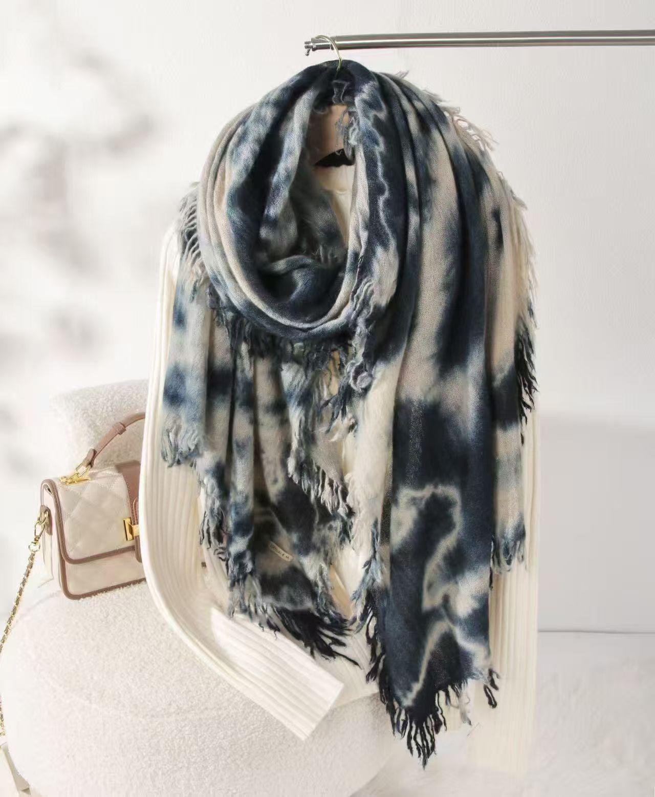 Women s Cashmere Tie-Dye Tassel Scarf: Spring/Summer Cheongsam Shawl