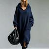 Abito da donna casual in velluto a coste con cappuccio e tasche, vestibilità ampia, colore per l'autunno inverno, da indossare tutti i giorni
