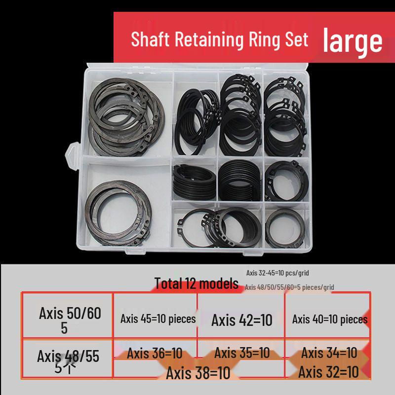 Sortimentní sada pojistných kroužků: Hřídel, Otvor, Sada vnitřních a vnějších C-klipů