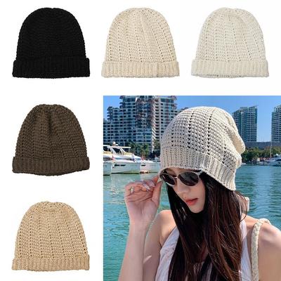 Hollow Stacked Hat Breathable Knitting Cap Fashionable Beanie Women