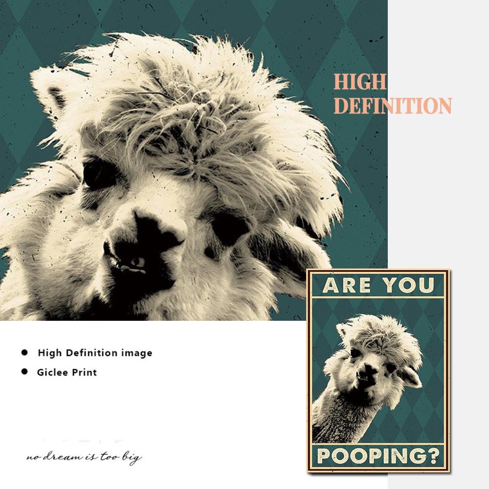Lama Amuzantă Drăguță Ești Caca Poster Vintage Decor Baie Artă de Perete Pictură pe Pânză Cadou Toaletă Imagini Alpaca Imprimeuri