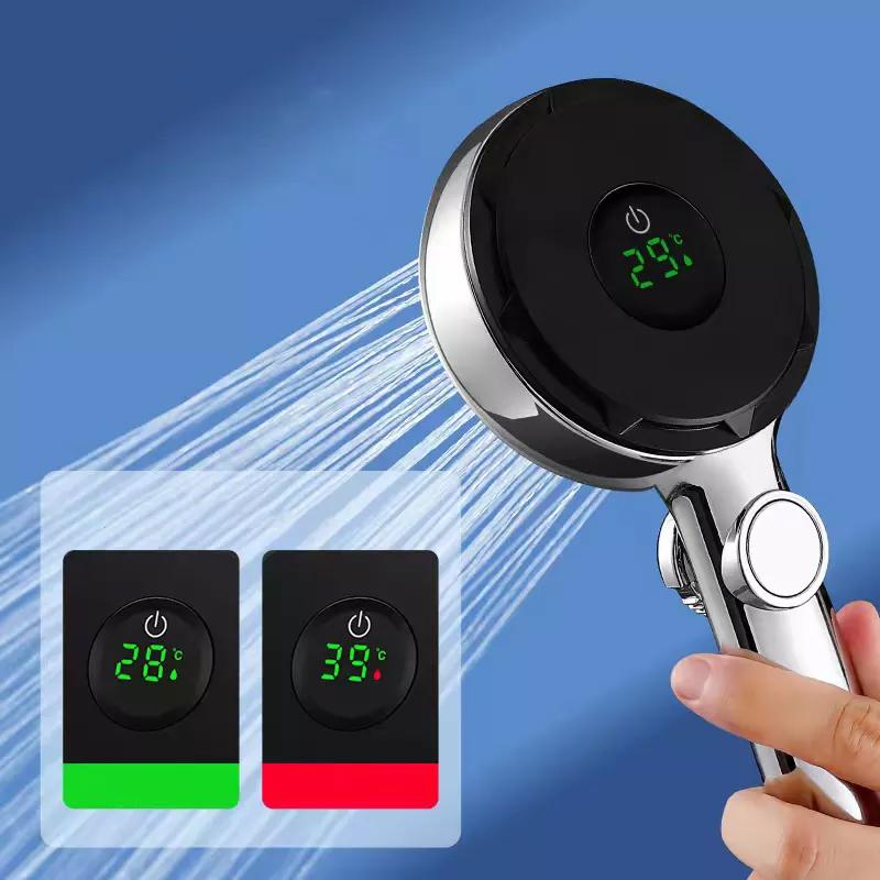 Modern Style Temperature Sensor LED Color-Changing Single Hand Shower Spray Head Eco-Friendly Saving for Home Hotel Bathrooms