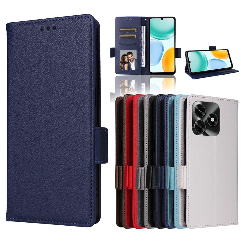 For Honor X5C X5C Plus 4G Flip Side Buckle Lychee Pattern Wallet Leather Cover for Honor X5C 4G Purse Magnetic Phone Bags