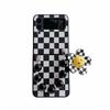 Luxury Checkerboard Sun Flower Beads Wristband Hand Bracelet Leather Phone Case For Samsung Galaxy Z Flip 4 Z Flip 3 Back Cover