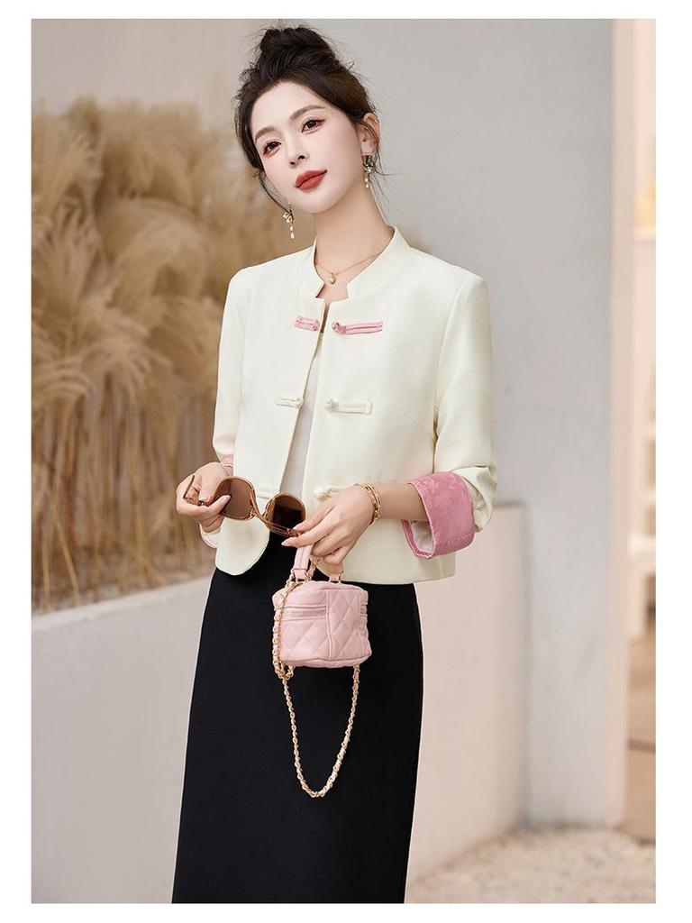 2024 Autumn Women's Two-Piece Set: Pan Buckle Jacket & Mid-Length Skirt - New Chinese National Style DJ5803