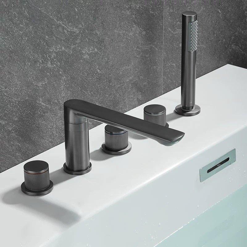 TLXT Gunmetal Grey Deck-Mounted Bathtub Faucet