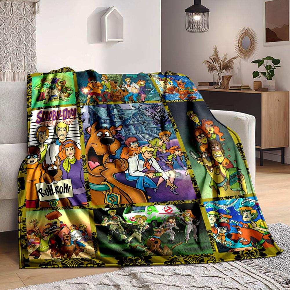 1Pc Scoobydoo Mystery Adventure Flannel Blanket, Soft And Comfortable, Casual Warm, Camping Travel, Christmas, Halloween Xmas Gift L1401