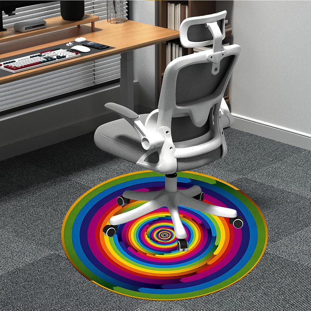 

1PCRainbow Spiral Office Round Area Rug, Indoor Mat Suitable For Office, Under Office Chairs Bedroom Living Room Home Decor, Room Deco018 80cm by 80cm