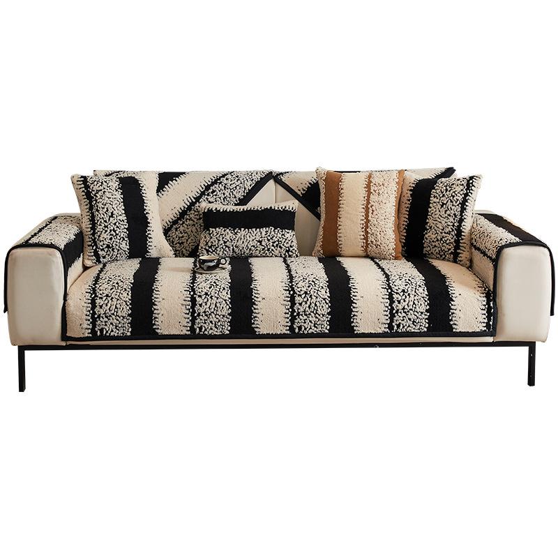 Vertical Shu Cotton Lint Sofa Cushion  New Autumn And Winter Thickened Non-Slip Sofa Cover Sofa Cover Cross-Border Special Supply