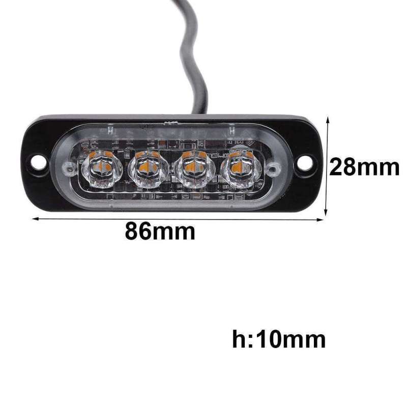 12V- 24V Warning Light 4 LED Bar Car Truck Strobe Flash Emergency Light Lamp