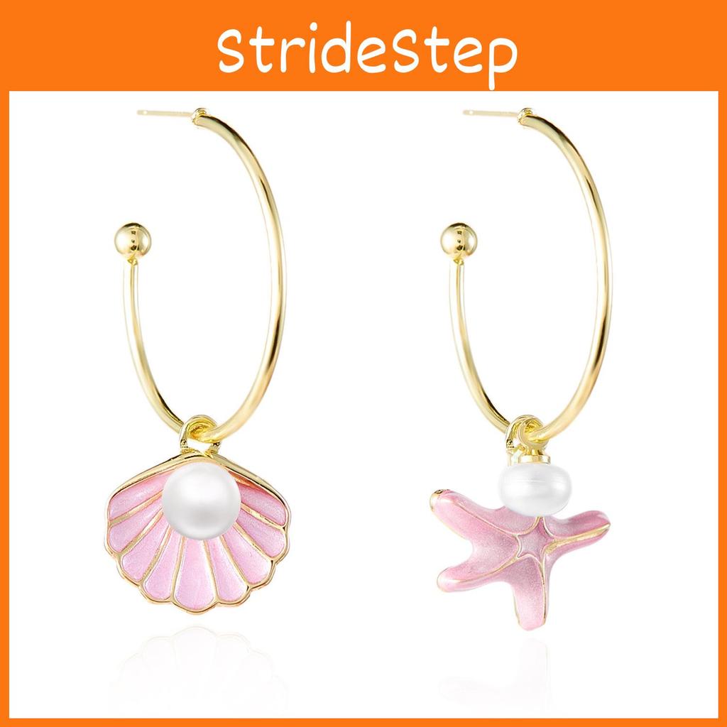 New Summer Shell Pearl Earrings For Women With Electroplated Alloy And Natural Style