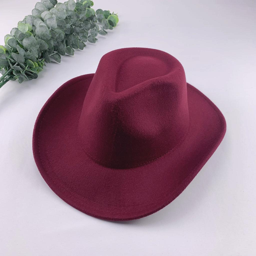 Autumn and Winter Hats Men's and Women's Warm Woolen Jazz Big-brimmed Top Hat Retro Light Board Felt Hat