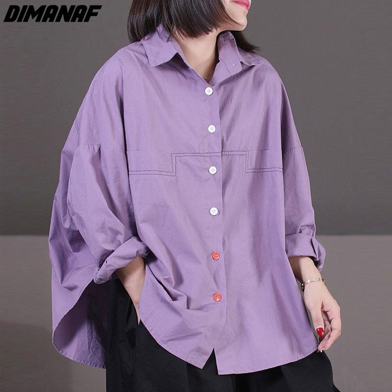 

DIMANAF 2023 Летняя рубашка больших размеров Блузка Женские топы с однотонным принтом Футболки-туники Рубашка Свободные повседневные фиолетовые топы и футболки