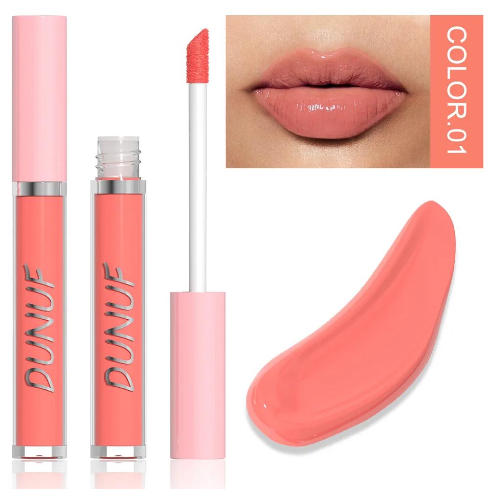

DUNUF Water Light Lip Glaze Mirror Glass Nude Pink Brown 16 Colors Highly Pigmented Lip Gloss Hydrating Sexy Red Lipstick Makeup