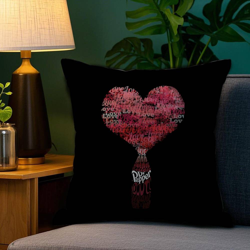 Cherry Drink D-Dr-P-Pepper Pillow Case Plush Fabric Soft Double Sided Print Home Sofa High Quality Cushion Cover Throw