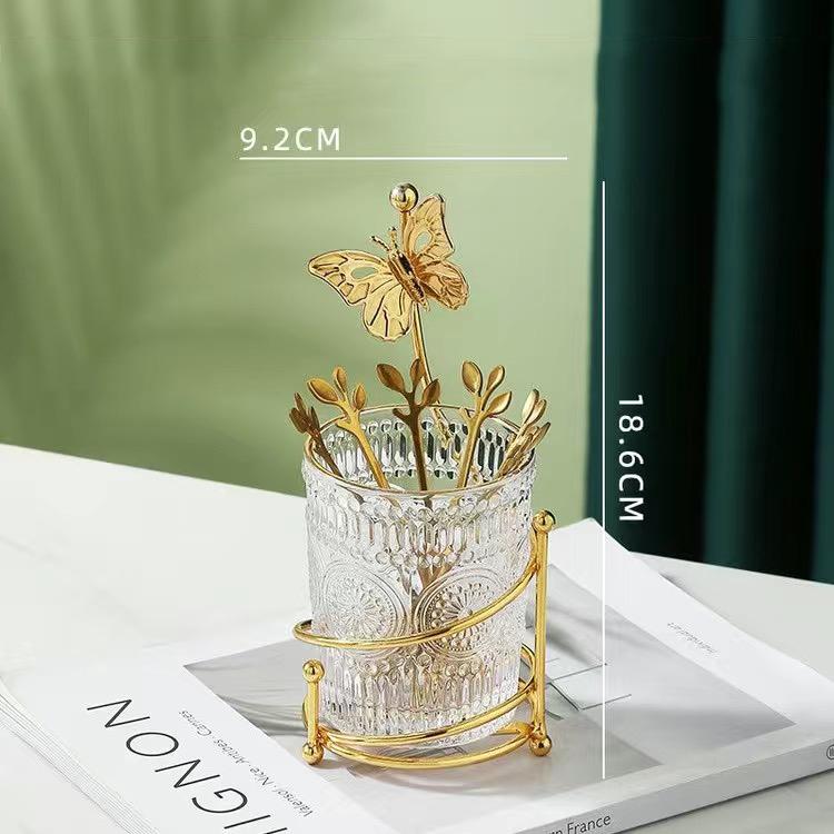 Fruit Fork Dessert Fork 6pcs Fork and Storage Jar Set Stainless Steel Fork Exquisite Tableware Practical Kitchenware