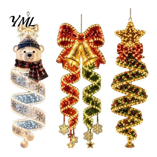 Weatherproof Polyester Holiday Lights Christmas Magic Spiral Hanging LED Light, Decoration with for Porch Entryway Doorway And Outdoor Decor
