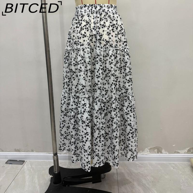 BITCED Women's Fashion Casual Floral Print Summer Spring Skirt