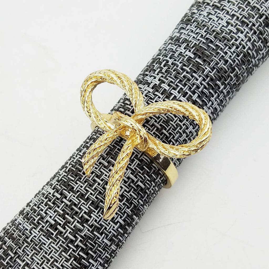 8 Pieces Hollow Out Bowknot Napkin Rings Christmas Decoration Table Setting Gift