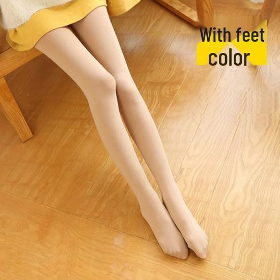 

Осенне-зимние флисовые колготки телесного цвета с эффектом похудения - Толстый, теплый женский цельный базовый слой 500g