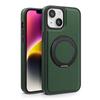 For iPhone 14 Plus Case with Ring Kickstand Compatible with MagSafe PU Leather Back Cover