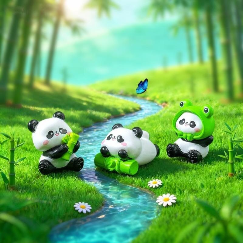 Cartoon Cute Little Panda Toy, Realistic Animal Model Made Of Pvc, Desktop And Car Decoration, Miniature Scenery Ornament