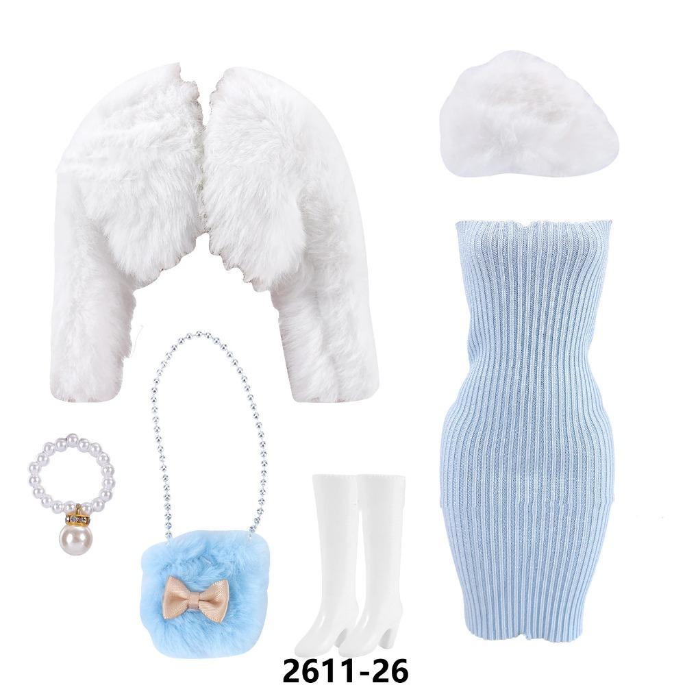 30cm Doll Clothes Fashion Luxury Fur Collar Waist Leather Trench Coat Jacket Pants Skirt Set For 1/6 Supermodel Doll Accessories