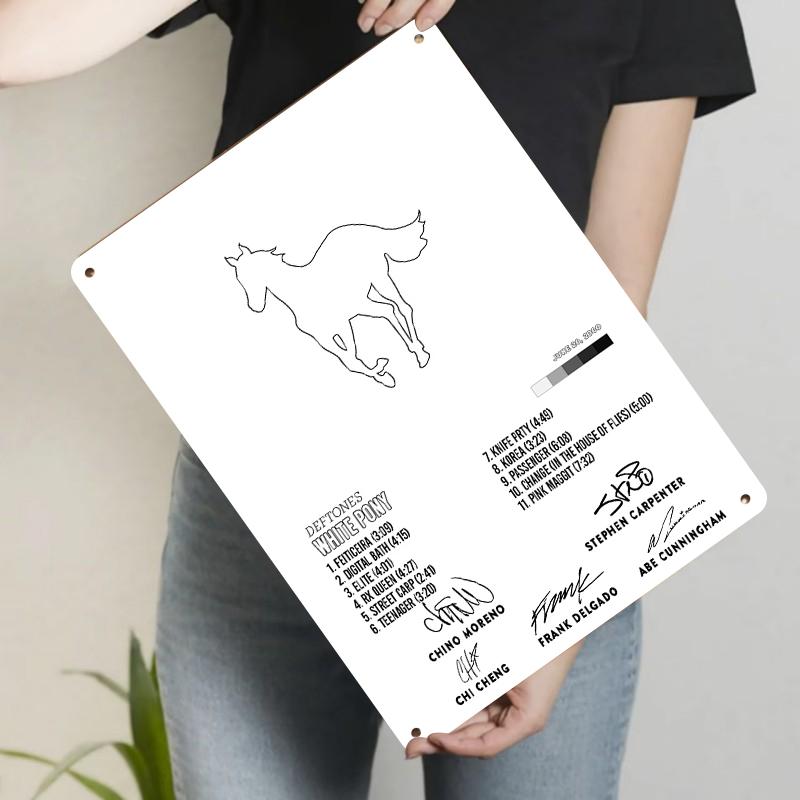 

Deftones White Pony Album Cover Custom Metal Wall Art Decor with Band Signatures 20x30cm（7.8x11.8inch）