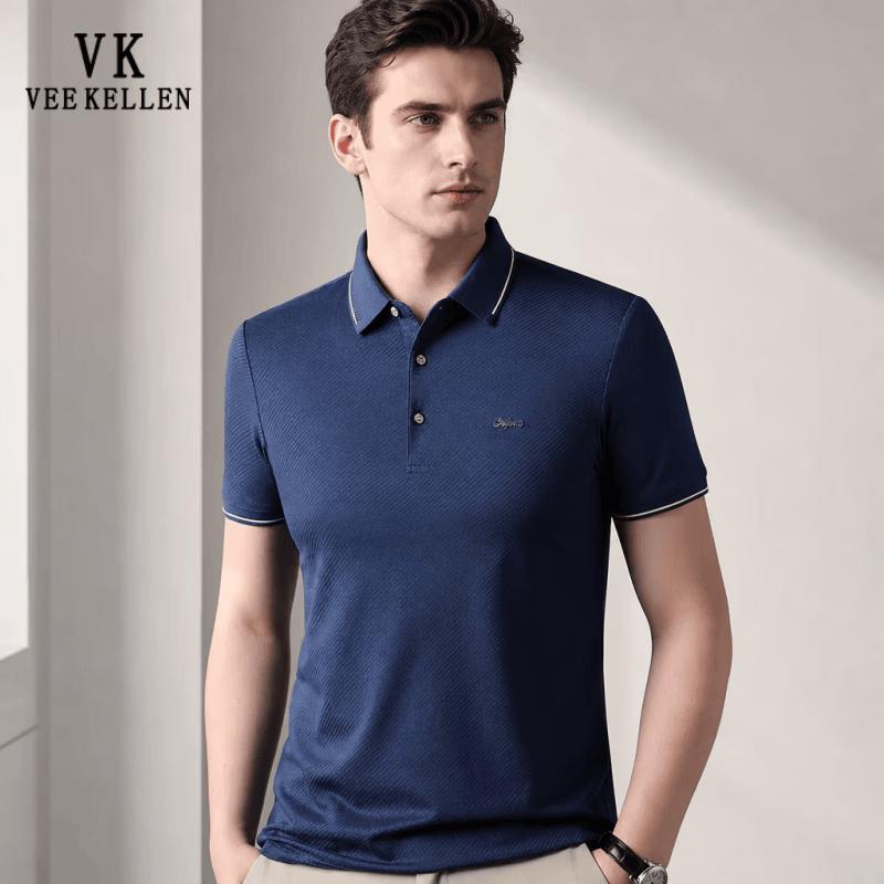 VEE KELLEN Men s Casual Solid Color Short Sleeve Polo Shirt XL