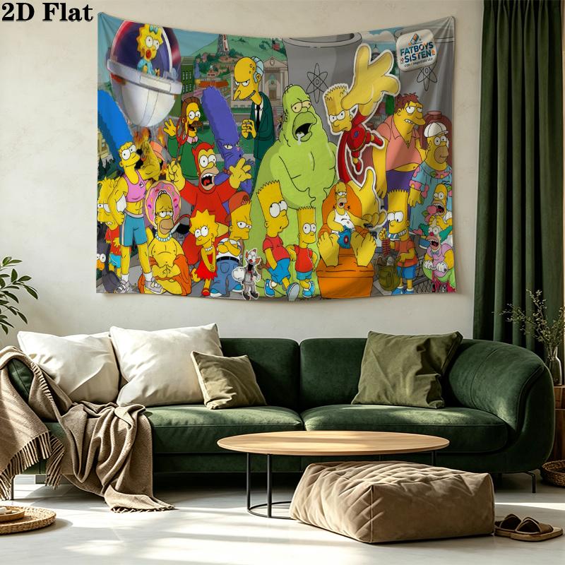 The Simpsons Wall Tapestry Aesthetic Wall Hanging Printed Fabric Blanket Decorative Tapestries for Bedroom Living Room Home Decor