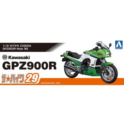 Aoshima Bunka Kyozaisha 1/12 The Bike Series No.29 Kawasaki ZX900A GPZ900R Ninja 1985 Plastový model Lisování Barva