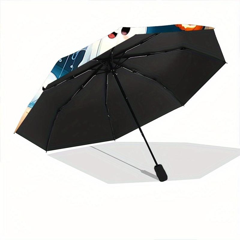1pc Cute Ghost Pumpkin Fully Automatic Folding Portable Umbrella, 8 Iron Frames, Three-Fold Design, Suitable for All Seasons, Suitable for Outdoo