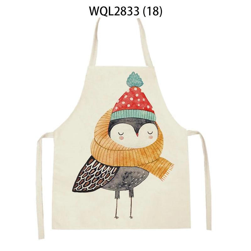 Animal Printed Kitchen Aprons Women Men Dinner Party Cooking Waist Bib Fox Cattle Bear Pattern Baking Pinafore Cleaning Apron