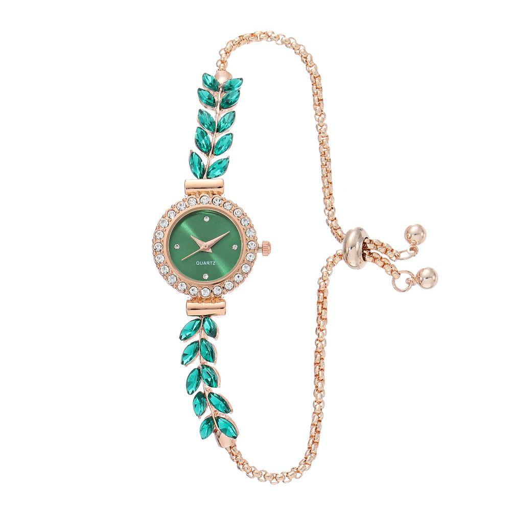Round Quartz Wrist Watch Rhinestone Women Chain Elegant Crystal Bracelet  Ladies