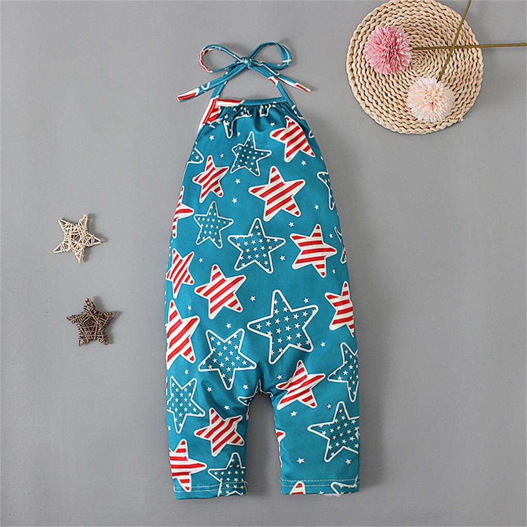 Summer Children Ha Clothing Condole Sleeveless Backless Independence Day Jumpsuit