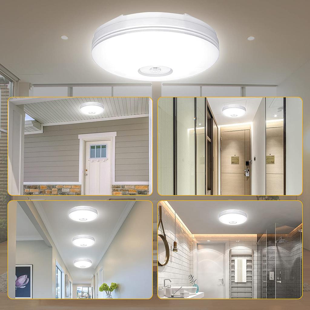 Compact LED Ceiling Light with Motion Sensor, HallwayEntryway Light, 5000K (60W Equivalent), Easy Installation, Daylight White, 900lm, Set of 2