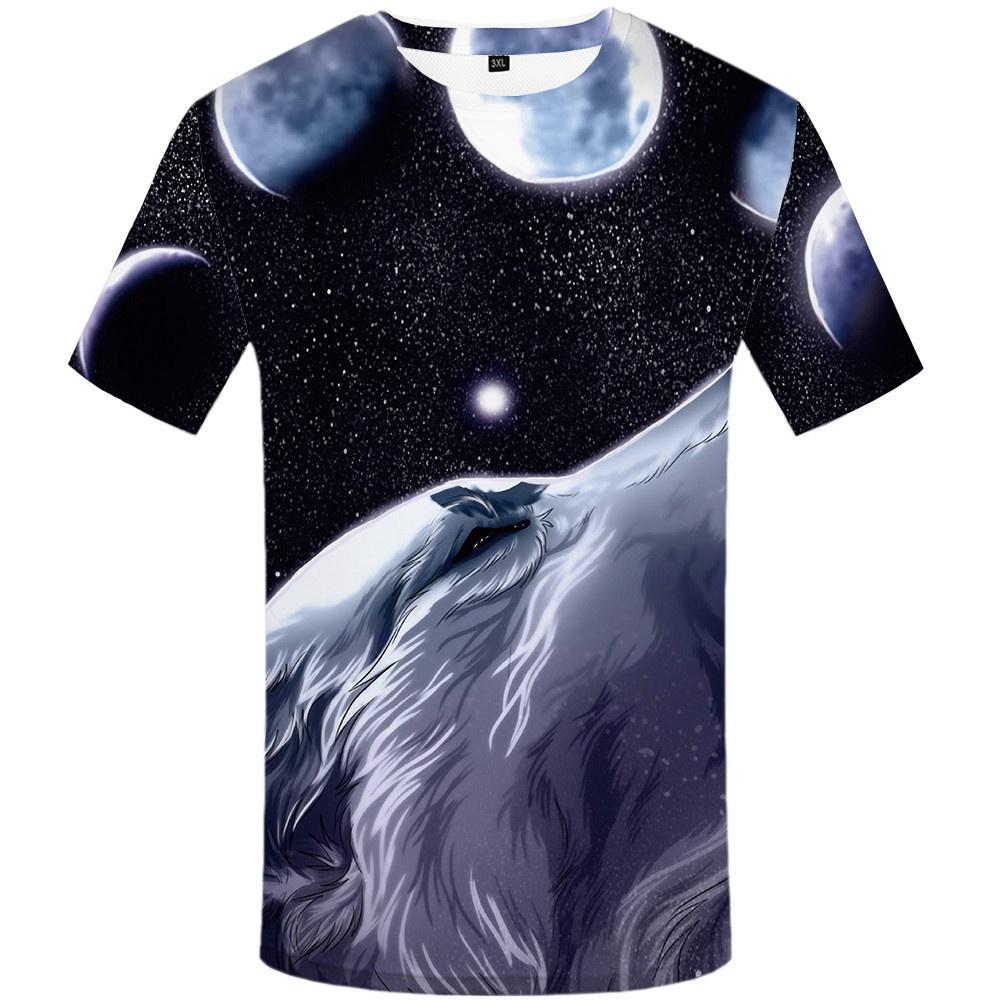 Men's Wolf Mountain 3d Print Summer Casual T-shirt With Stunning Graphic Design