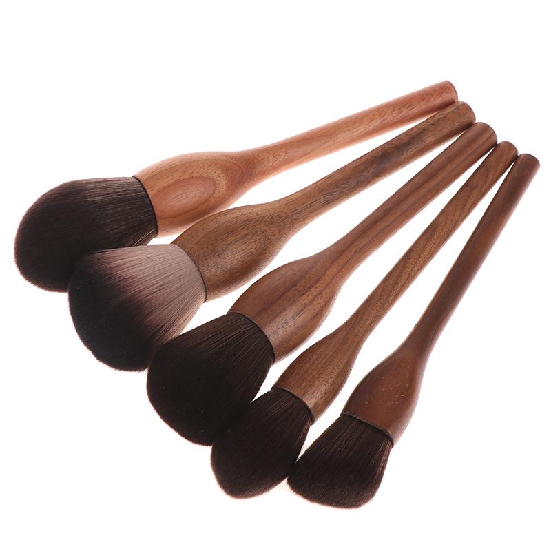 1Pc Vintage Wood Handle Makeup Brush High Quality Walnut Loose Powder Blush Foundation Contour Brush