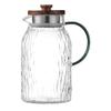 Japanese style Glass Cold Water Kettle Wooden Cover Bark Pattern Glass Juice Drink Kettle Set Large Capacity Cooling Boiled Water Kettle
