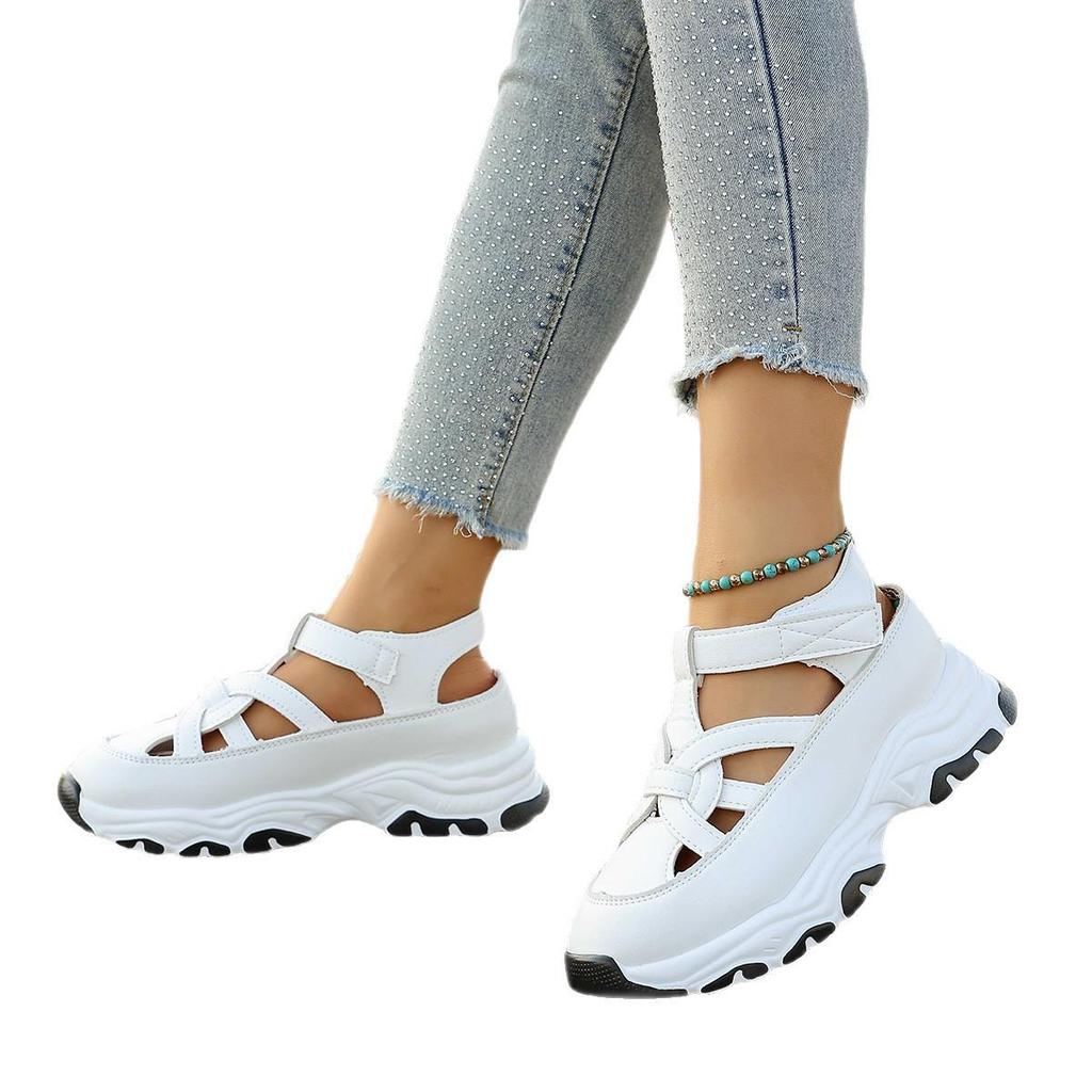 Women's 2026 Cross Hollow Platform Wedge Sandals - Large Size, Comfortable, Thick Sole, Roman Style