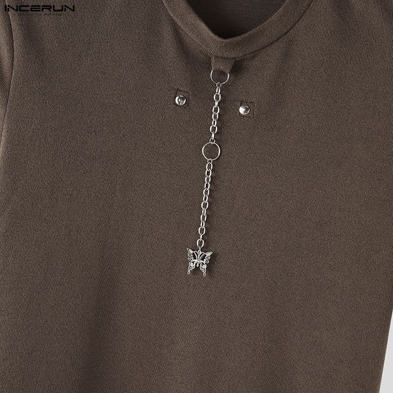 INCERUN Herren Rundhals Kurzarm Einfarbig Lässig Enganliegend T-Shirts Oberteile