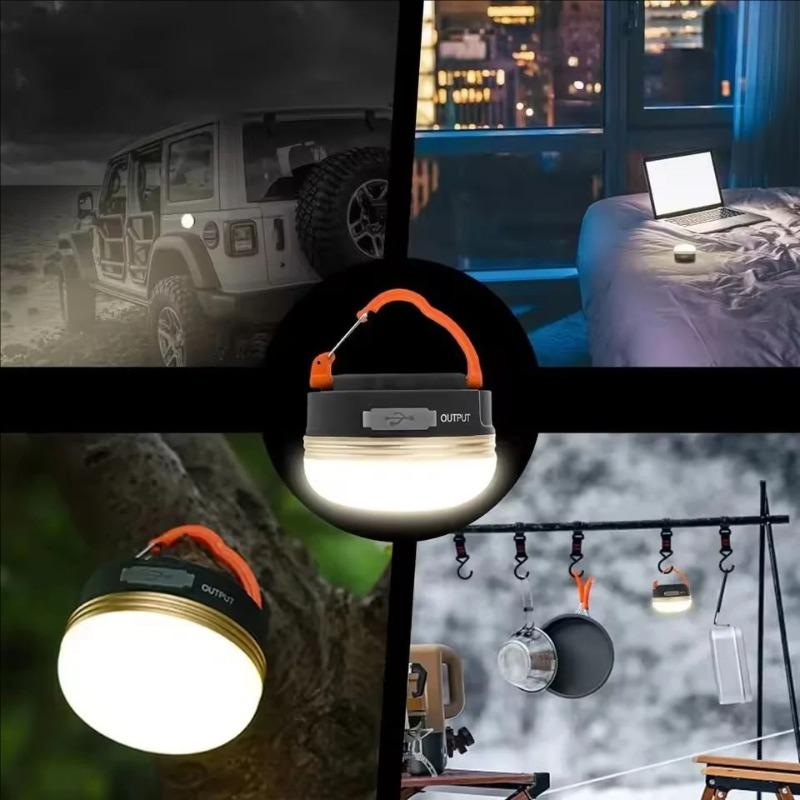 USB Rechargeable Portable Camping Tent Light 3 Modes Waterproof Outdoor Tent Lamp Lightweight Night Hanging Hook Emergency Lamps
