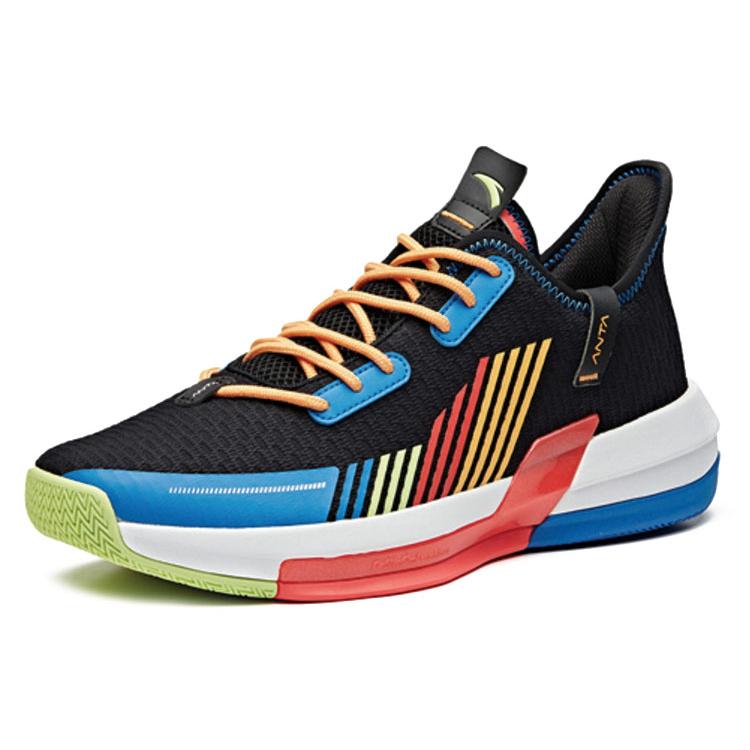New Anta Basketball Collection Laser Cushioning Anti-Slip And Wear-Resistant Low-Top Vintage Basketball Shoes Black Blue 112011607-7