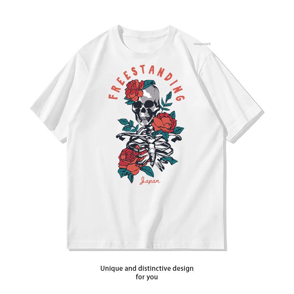 

Free Standing Japan cotton T shirt Unisex Adult couple streetwealtops tee Short sleev Casual S