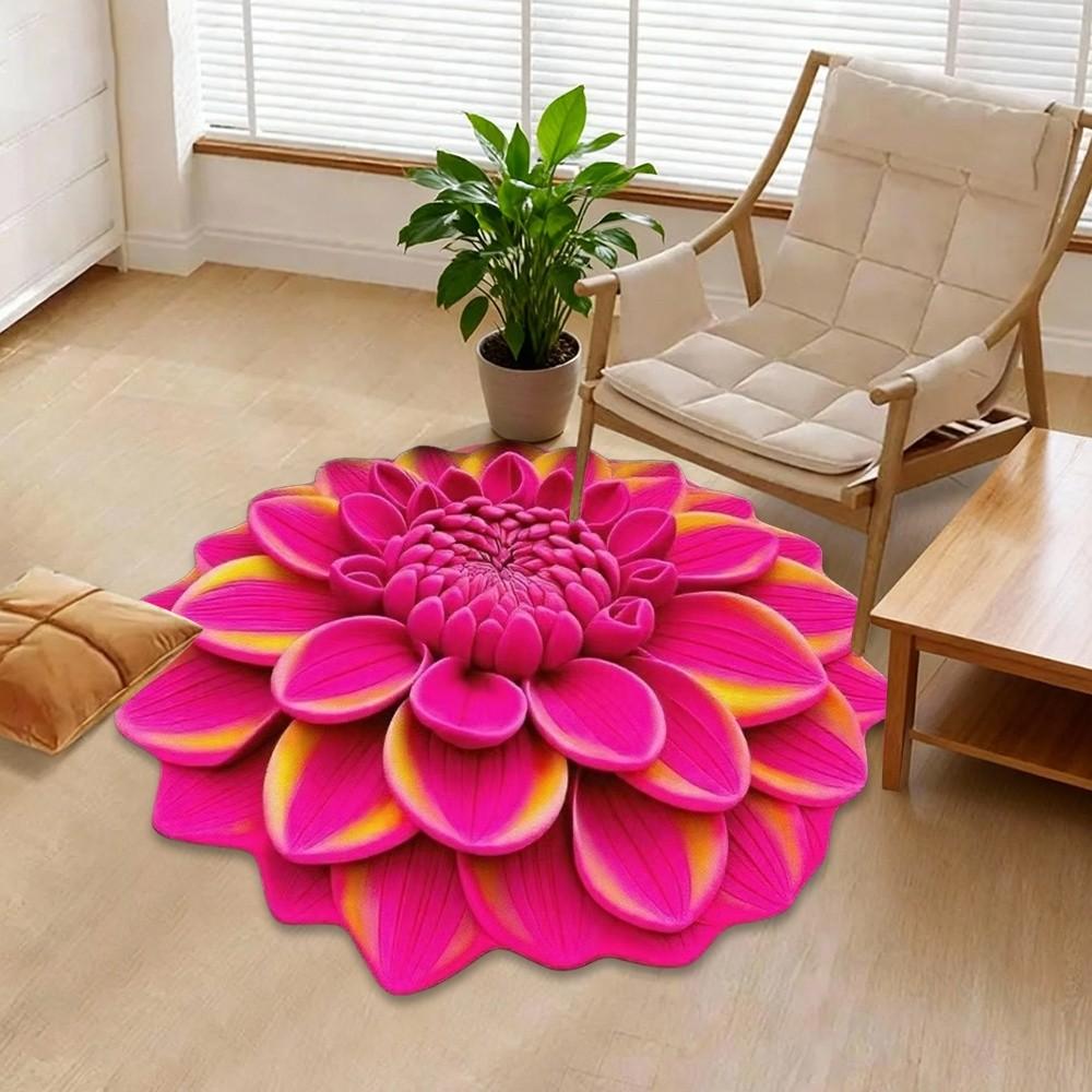 New Special-shaped 3D Flower Carpet Non-slip Crystal Velvet Bathroom Floor Mat Absorbent Soft Peony Floor Mat Home Decor