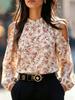 Europe, America 1116 hot sale new off-shoulder long-sleeved loose shirt printed top women
