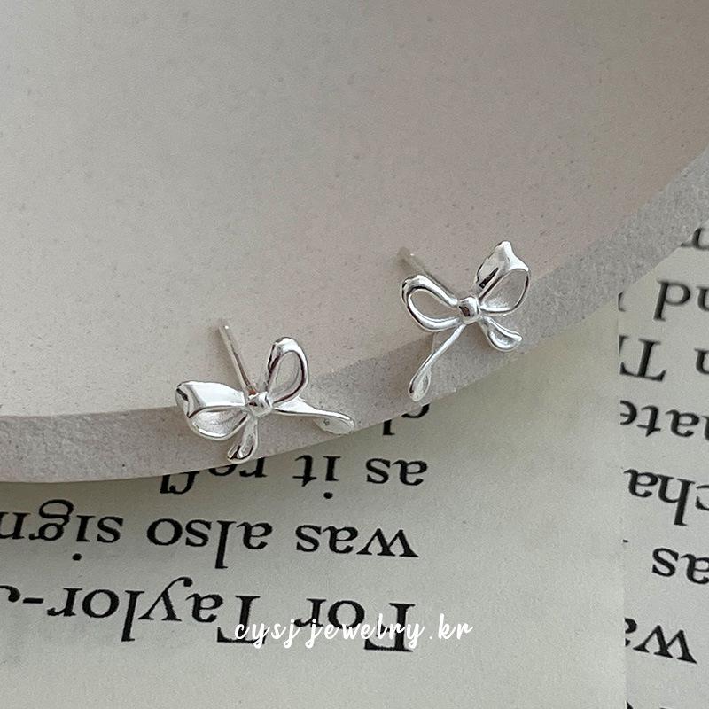Cui Yan S925 Sterling Silver Korean Bow Pearl Stud Earrings - Sweet INS Style Accessories for Women 925 Sterling Silver