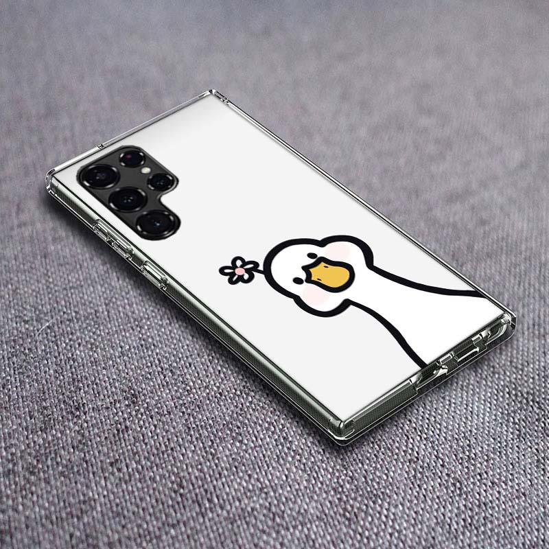 

Cute Cartoon Duck Phone Case For Samsung Galaxy S24 S23 S21 S20 FE S22 S26 Ultra S25 Edge S10 Plus Cover Clear TPU Capa Shell Co Samsung S21