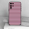 B-Burgundy W-White Stripe  Phone Case For Samsung S25,S24,S21,S22,S23,S30,Ultra,S20,Plus,Others Soft Black Case